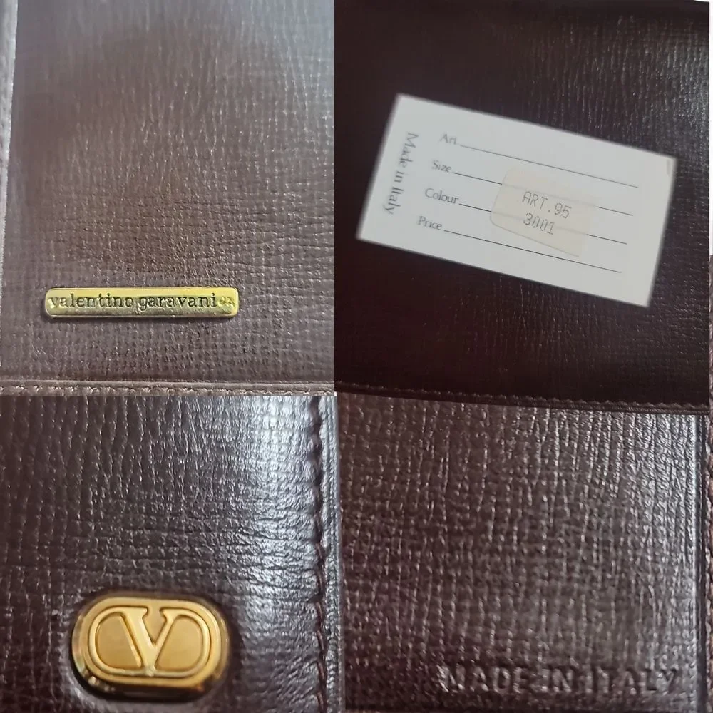 Valentino Garavani Brown Leather Long Wallet Vintage In EUC